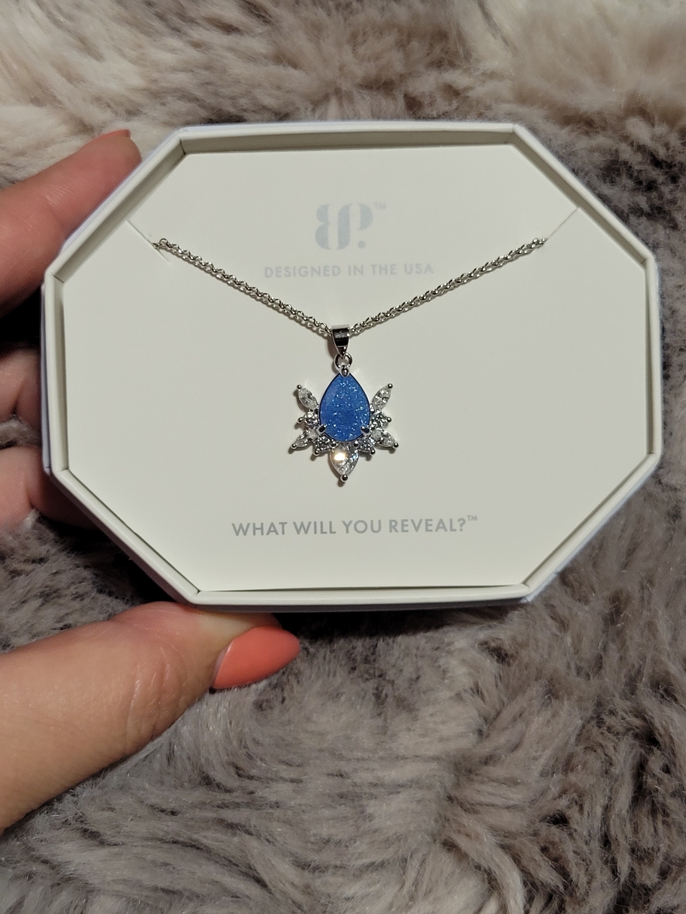 Blue Teardrop Crystal Pendant Necklace